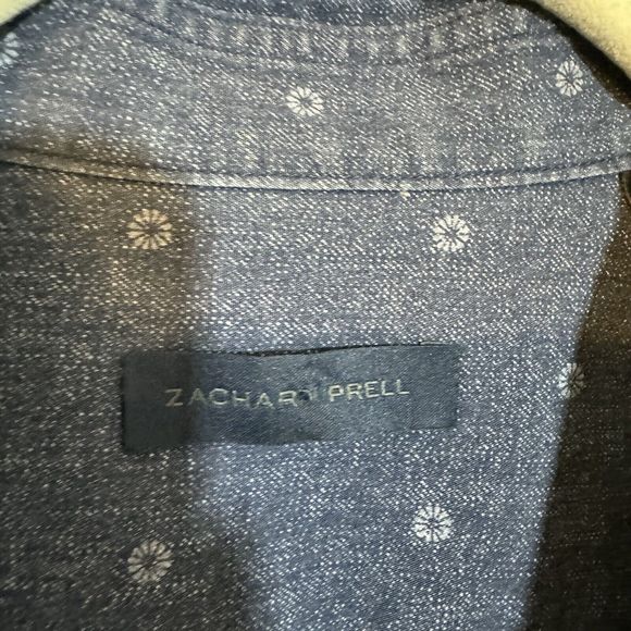 Zachary Prell Shirt Mens Medium Blue 100% Cotton Long Sleeve Button-Up Chambray - Picture 2 of 4